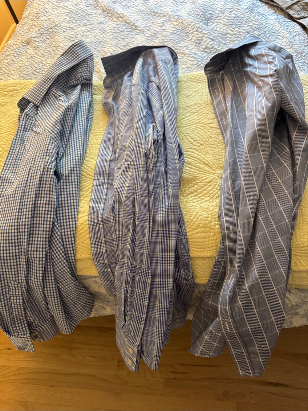 Theee Charles Tyrwhitt Blue Windowpane & Checked Dress Shirts